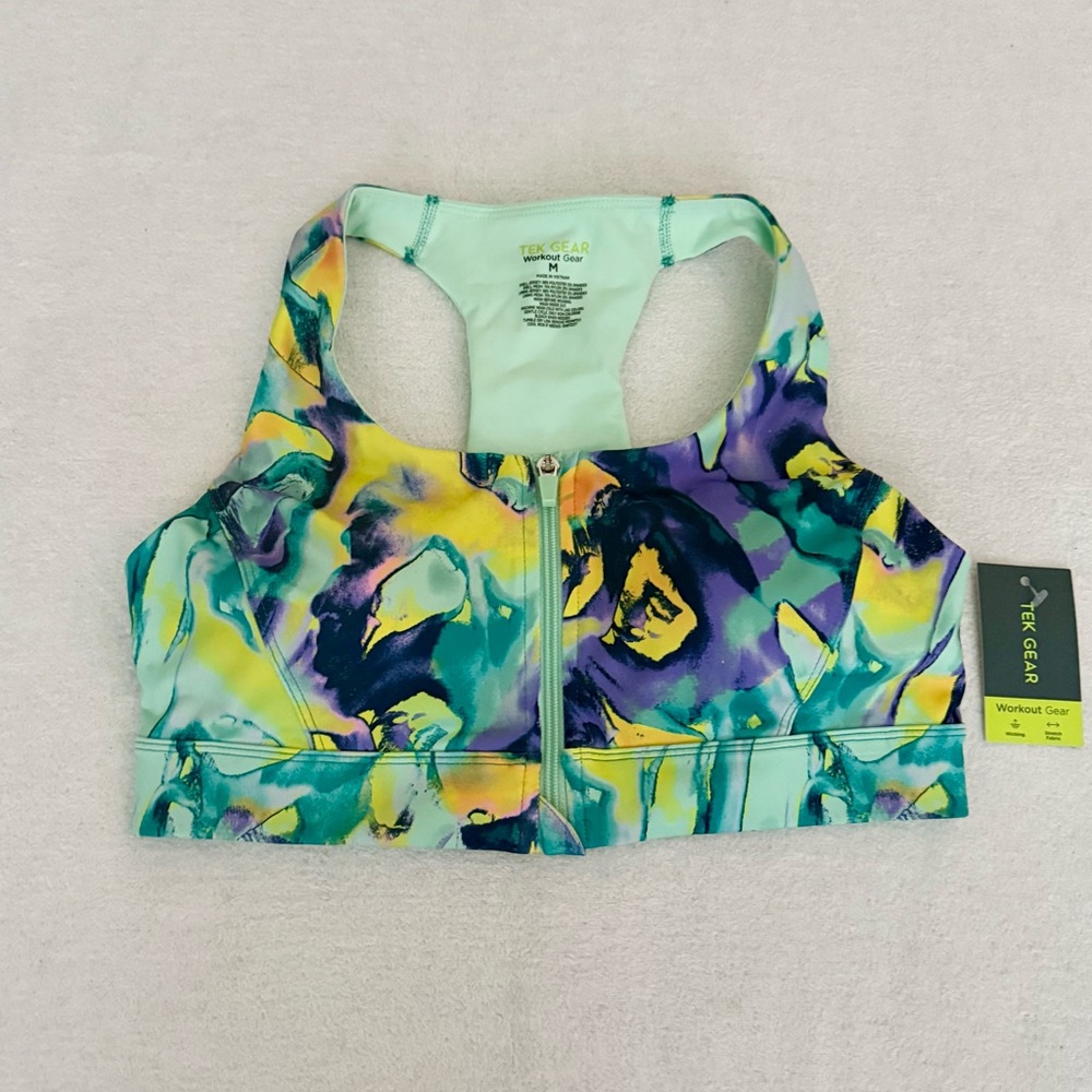 Medium Support Ultrastretch Zip Front Sport Bra Size M